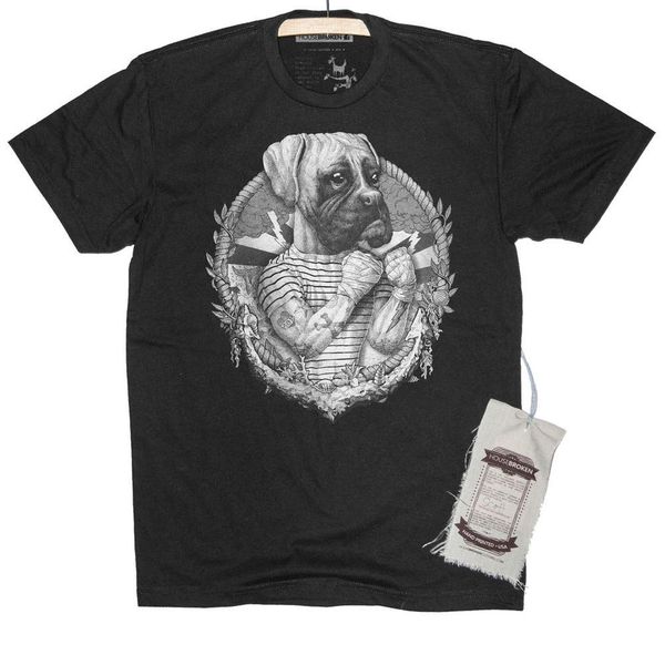 

men es boxer dog sailor art illustration t shirt sport hooded sweatshirt hoodie