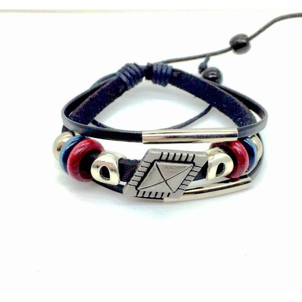 

men vintage infinity leather charm bracelet silver wooden beads cuff wristbands 6 mixed style wmthvc jeneffer, Golden;silver