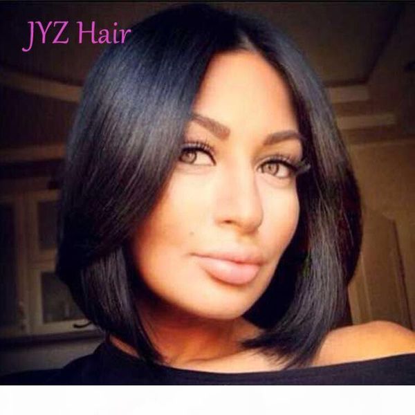 

brazilian virgin hair full lace wig malaysian indian peruvian virgin human hair lace front wig bob hair short wigs for black women, Black;brown