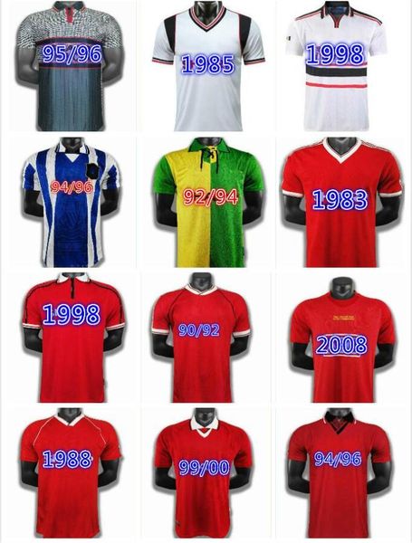 

man 1994 1996 1998 1999 07 08 90 92 retro united soccer jersey utd beckham cantona ronaldo keane scholes giggs football shirt, Black;yellow