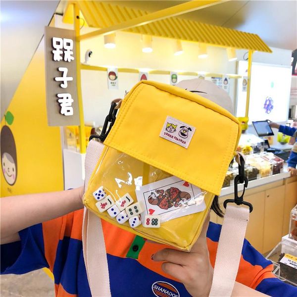 

women shoulder bags handbags 2020 new fashion female casual zipper canvas patch transparent crossbody bags messenger