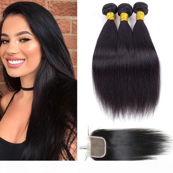 

new arrival grade 9a brazilian straight hair weave bundles with lace closure remy human hair extensions selling items just for you, Black;brown