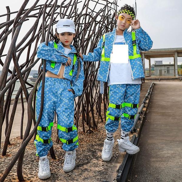 

hip hop costumes boys tooling loose modern street dance clothing girls jazz dancing performance stage cheerleader outfit dn45811, Black;red