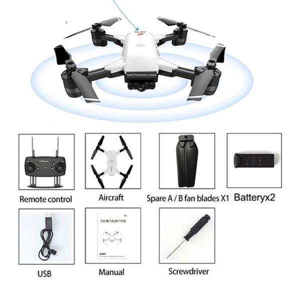 

jd-20gps 1080p/720p hd aerial pgraphy folding remote control drone accurate return long life storage bag with 2/3 battery