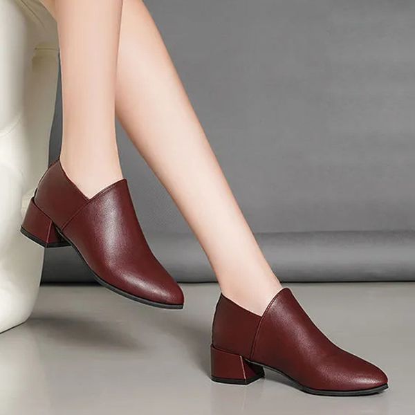 

autumn 2020 new black medium heel dressed retro pumps mujer boots 1nm1