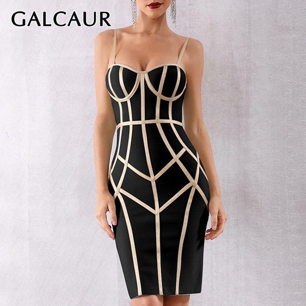 

galcaur sexy striped party party платье для женщин квадратный воротник с рукавов без рукавов высокая талия летние лето боссик платья женские, Black;gray