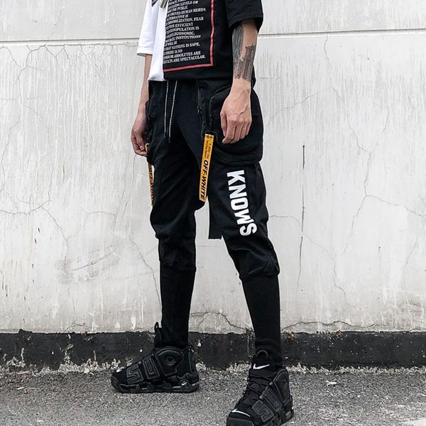 

2021 new spring summer hip hop joggers cargo harem pants men long big pockets zippers white black trousers ehyp