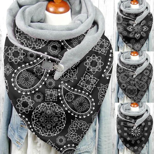 

scarves fashion winter women paisley print button soft wrap casual warm shawls 2021 foulard femme, Blue;gray