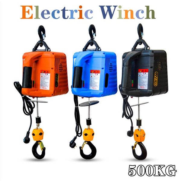 

lifting tools & accessories 220v 500kg 7.6m portable electric winch with wireless remote controller traction block hoist windlass