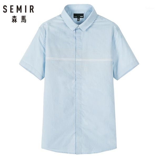 

semir 2019 brand men shirt spring business slim fit clothing male short sleeves casual shirts solid breathable plus size1, White;black