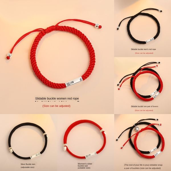 

the rest of your life is your pure silver braceleta couple of red string and silver braided lettering commemorative gift bracelet giftgift g, Golden;silver