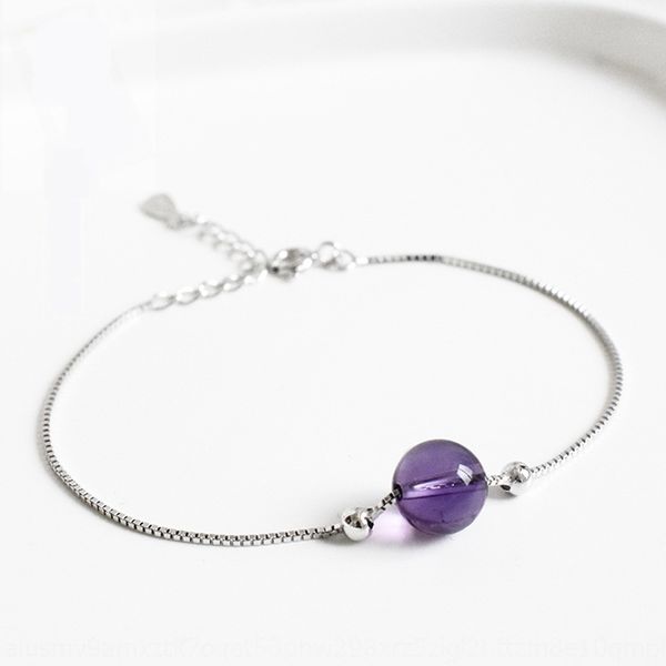 

s925 sterling silver amethyst sen female department simple personalitystudent trendversatile fashion s925 sterling silver amethyst bracelets, Golden;silver