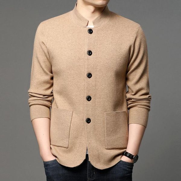 

men's sweaters elegant knitted cardigan oversize dresses large sizes black jacket for mens winter mandarin collar, White;black