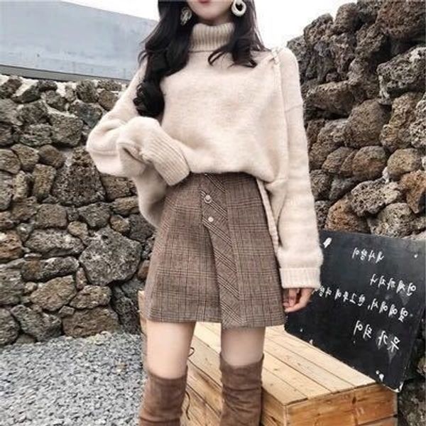 

te7jw 2020 girl and winter new hong e5bu style lazy style soft autumn cute two-piece skirt sweater sweater skirt suit women's fashion f, Gray