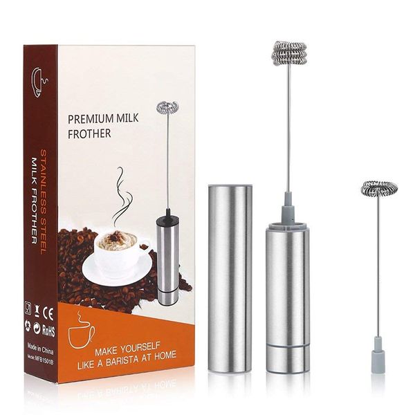 

stainless steel milk frother portable handheld electric milk whisk coffee egg mixer tool kitchen accessory vtky2349