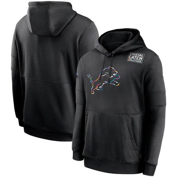 

detroit lions men ladies youth 2020 crucial catch sideline performance pullover football hoodie black