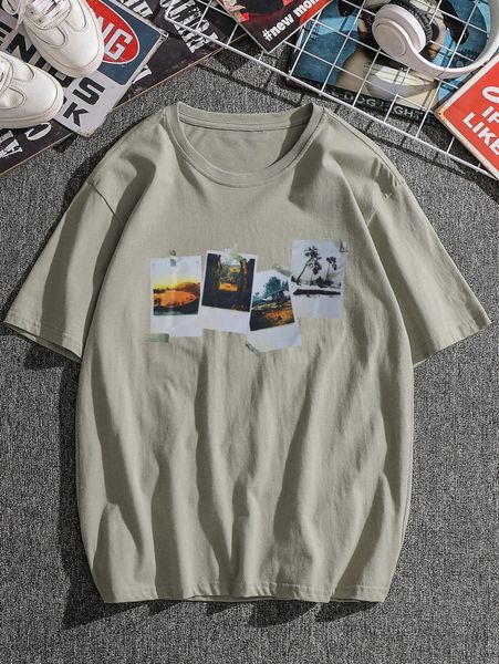 

men graphic print short sleeve tee z3mr#, White;black