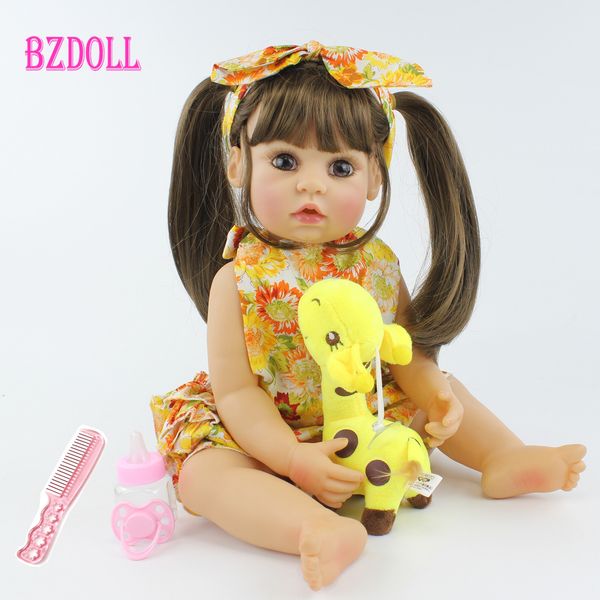 

55cm full body silicone reborn baby doll toy realistic 22inch vinyl alive babies dress up princess toddler girl birthday gift 1011