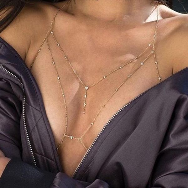 

pendant necklaces beads body necklace chain jewelry 2021 women bra statement maxi collier bijoux beach accessories, Silver