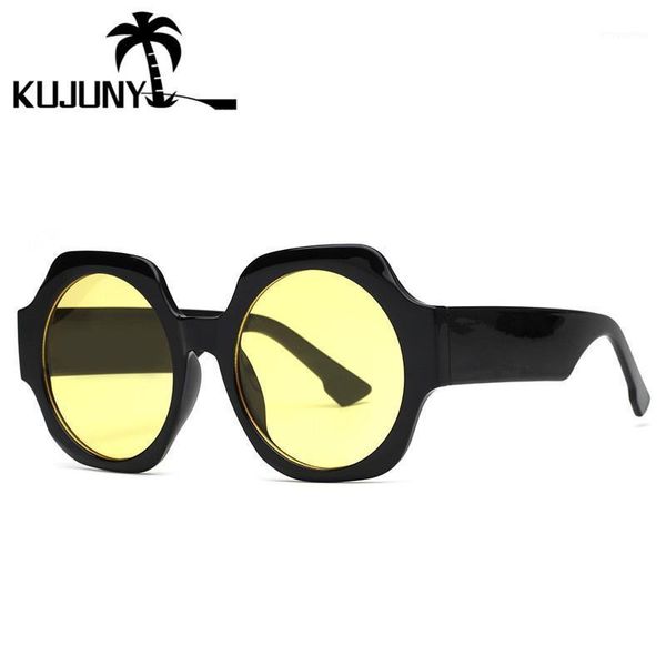 

kujuny irregular polygon sunglasses big frame sun glasses black vintage eyewears anti-uv eyeglasses oversized sunglass1, White;black