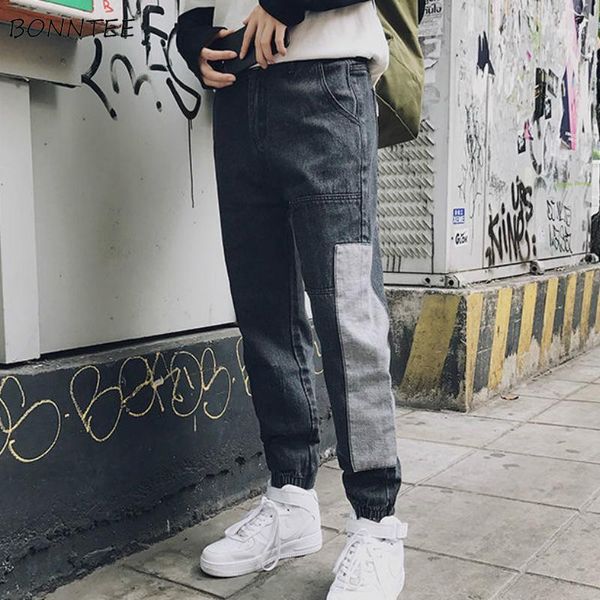 

jeans men patchwork plus size 3xl loose bundle safari style chic fashion straight denim trousers washed teens harajuku1, Blue