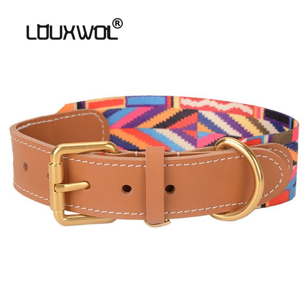 

louxwol leather collar for and cats training adjustable nylon webbing small medium large dogs pet dog accessories q1218