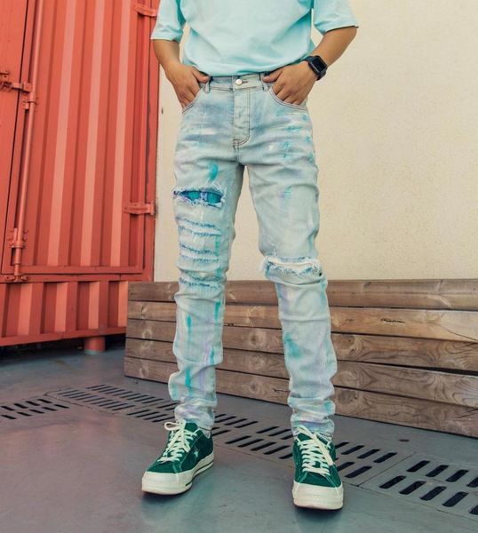 

men's jeans wb101103 fashion 2021 runway luxury european design party style clothing, Blue