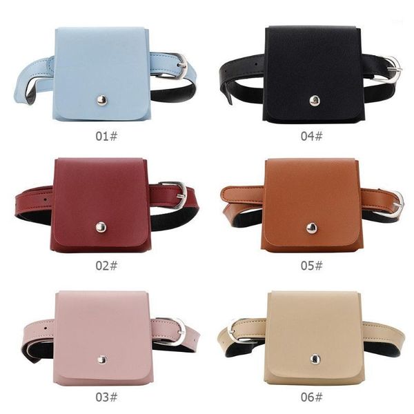 

solid color small fashion waist bags women leather messenger fanny handbags1