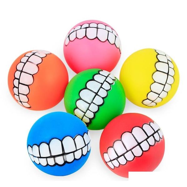 

funny pets dog puppy cat ball teeth toy pvc chew sound dogs play fetching squeak toys pet supplies puppy ball teeth silicon toy zdrio