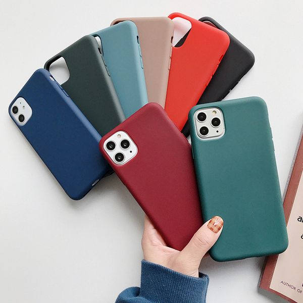 

silicone solid case 11 pro xs max xr x candy color phone cases for iphone 7 8 plus se 2020 soft tpu shell cover