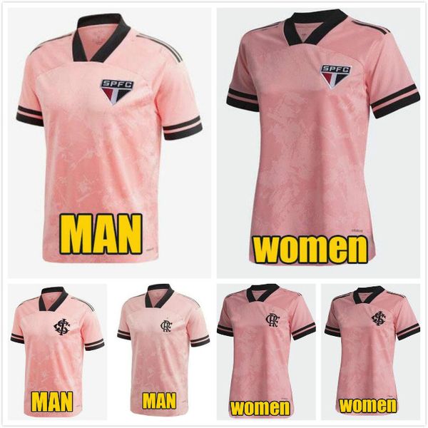 

2020 camisa flamengo outubro rosa soccer jerseys sao paulo 2021 camisetas de fútbol gabriel b. diego 20 21 pedro gerson pink football shirt, Black;yellow