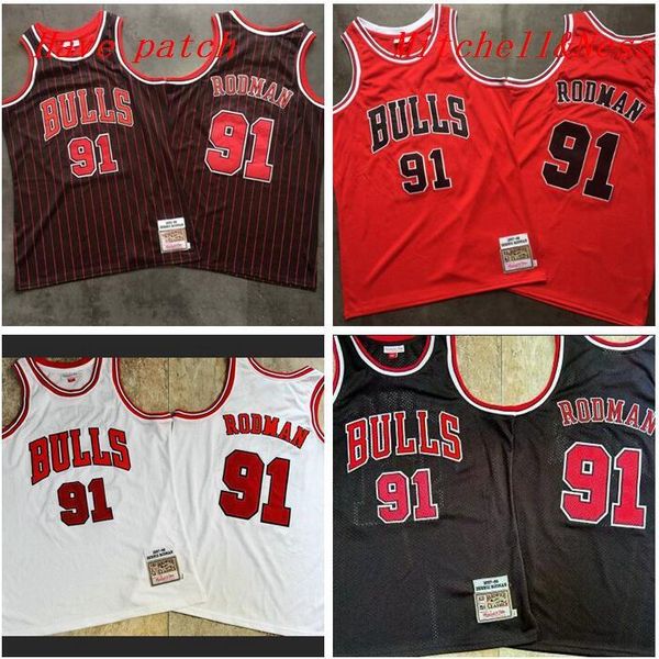 

мужская баскетбольная чикаго быки 91 dennis родман mitchell ness красный / черный белый ретро 1997-98 swingman джерси и брюки, Black;red
