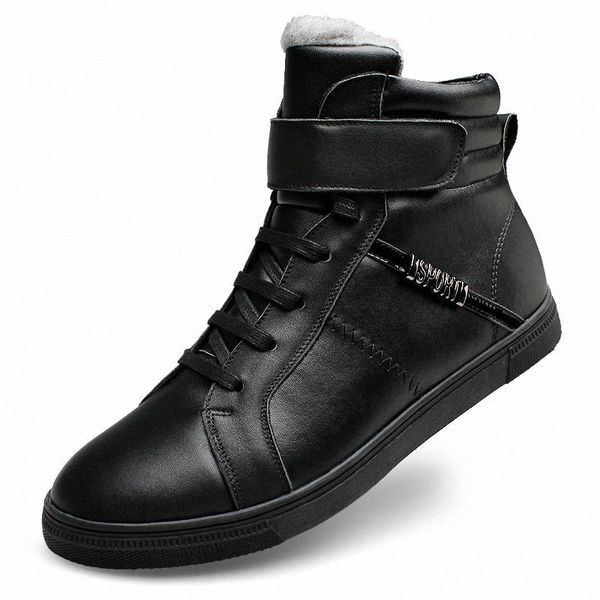 

Winter snow boots men with fur warm casual fashion comfortable round head genuine leather ankle boots men's shoes big size 48 j3 #3f3K
