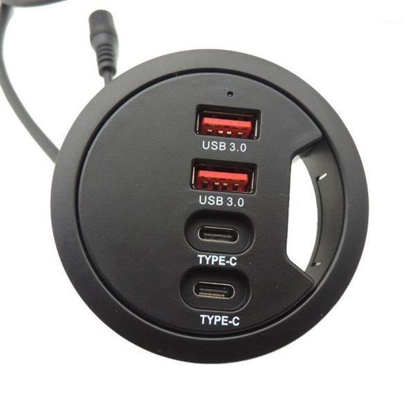 

eu us mounting in-desk 4 ports usb 3.0 usb c type c hub power adapter multi splitter for pc lapcomputer cellphone tablet1
