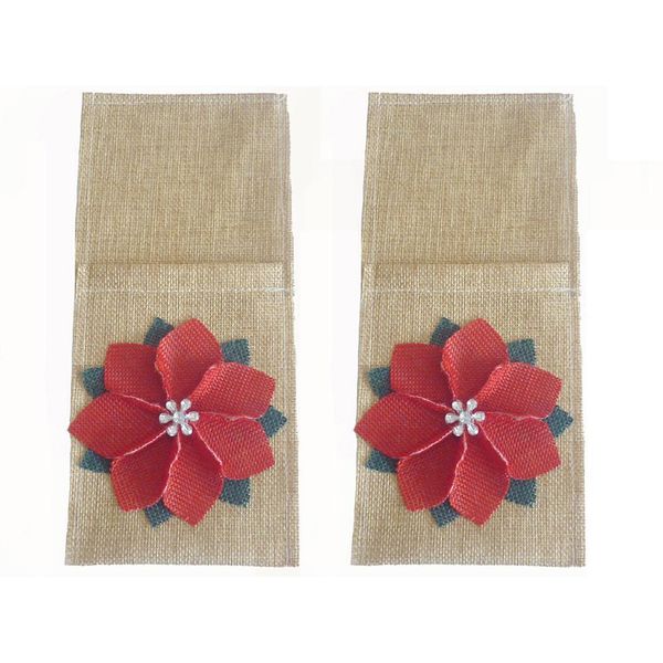 

2pcs рождественские подарки сумки посуда сумка цветок белье ужин вилы посуда держатели рождественские украшения xmas обеденный стол декор wm