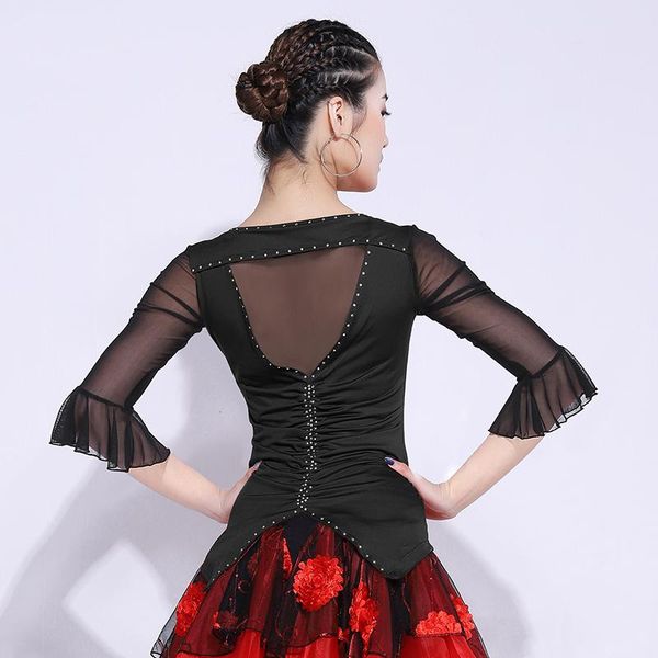 

stage wear 2021latin dance women bright rhinestone dancing clothes ladies ballroom vdb260, Black;red