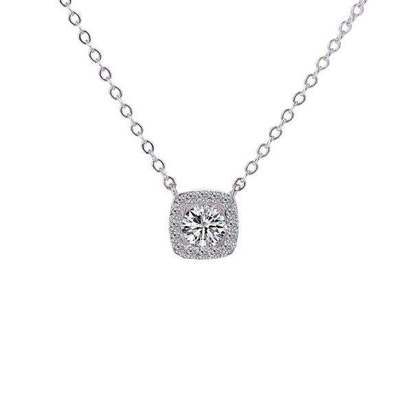 

chenglong the geometric elements of tetragonal style necklace in rhodium cover, Silver