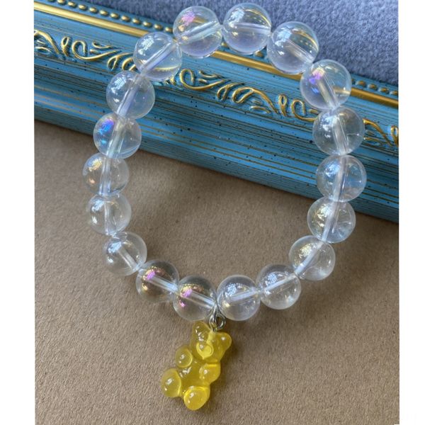 

korean bear crystal laser beads ins transparent magic girl heart korean bear crystal laser beads bracelet beaded ins transparent beaded brac, Golden;silver