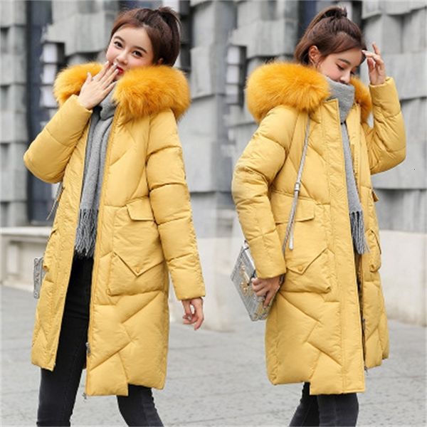 

2021 new female white green winter coat m-3xl plus size skin with hood down coats cotton fine korean fashion thin heat parkas axbw, Black