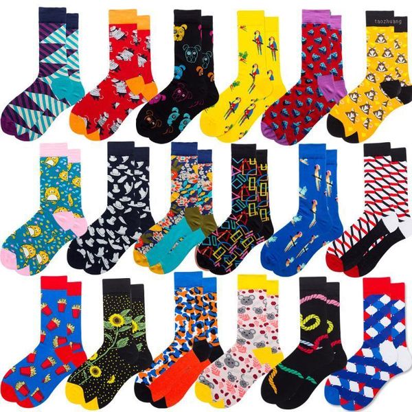

quality mens happy socks 40 colors striped plaid fruit animal beer socks men combed cotton calcetines largos hombre1, Black