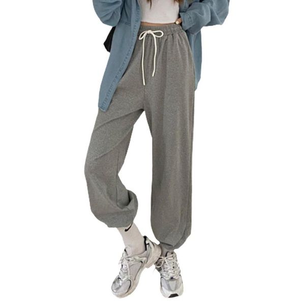 

women pants solid drawstring ankle tied long harem pants sports trousers high waist oversize spring autumn hip hop sweatpants, Black;white