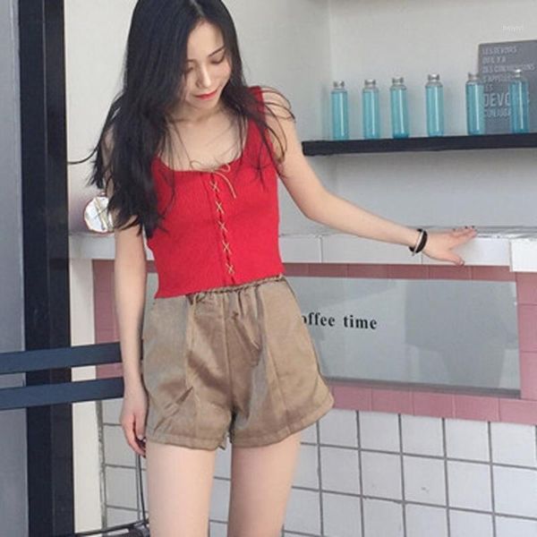 

women's tanks & camis 2021 fashin lady fashion women summer vest sleeveless botton camisole resilience tight waist femme1, White