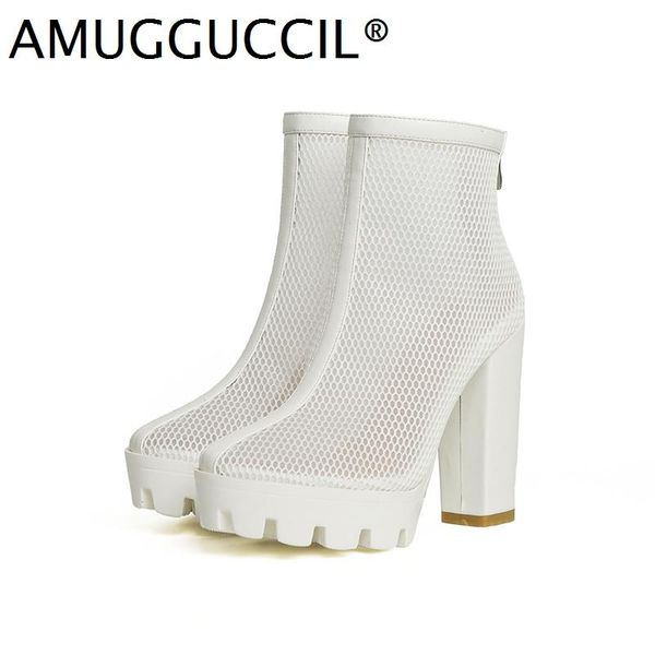 

boots 2021 plus big size 35-41 black white zip fashion high heel platform females ladies sandals women summer x2070