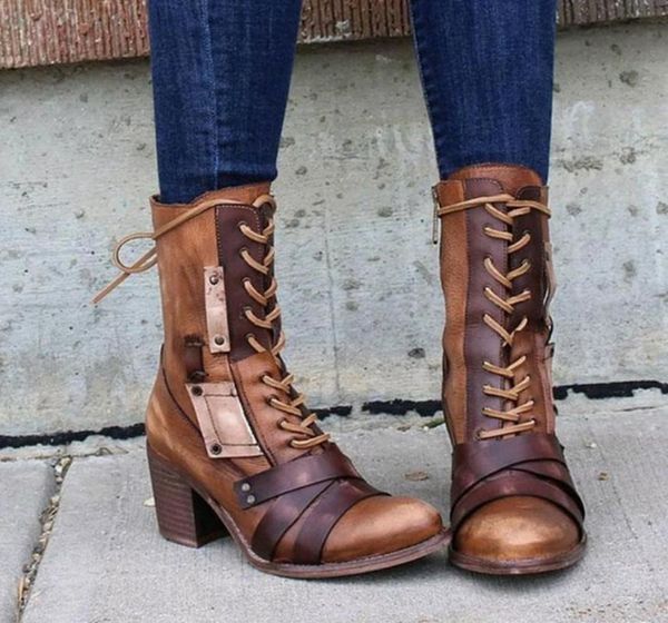 

warm women ankle boots mid high heels matin shoes woman booties autumn matin shoe chaussures femme zapatos mujer sapato k0173, Black