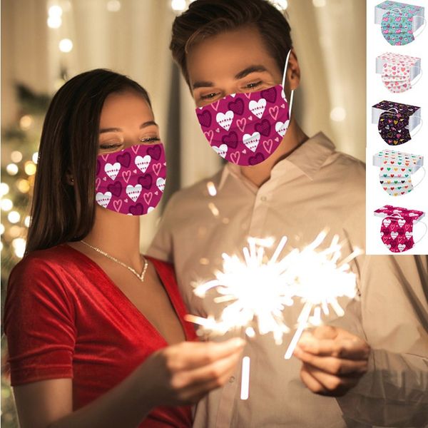 

lovers fashion disposable mask valentines day 95% filtration efficiency dustproof prevention of influenza face couple heard mouth mask