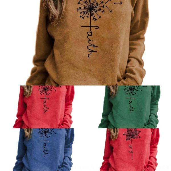 

npfhu 2020 осень и зима письмо свитер вера женщин и круглый длинная шея рукав 2020 осень зима печататься женщин свитер футболка вера, Black