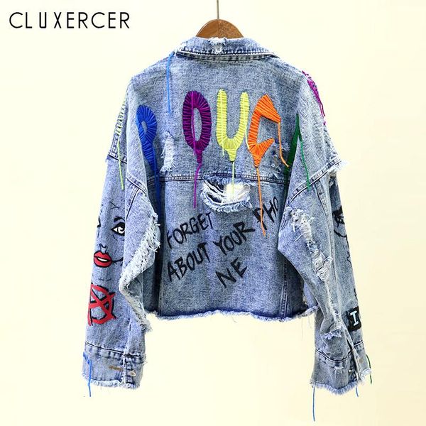

streetwear стиль жан куртка женских сыпучие повседневный blue hole rivet женщина пальто женщина верхняя одежда джинсовая женский, Black;brown