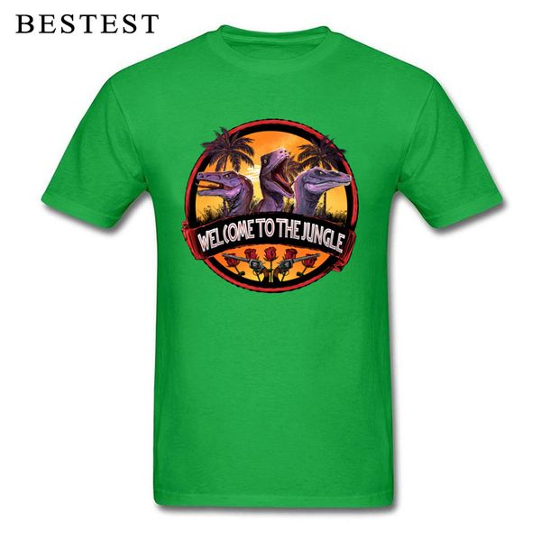 

sport jurassic park men t-shirt welcome to the jungle 100% cotton fabric tshirt crazy short sleeve tees dinosaur t shirts