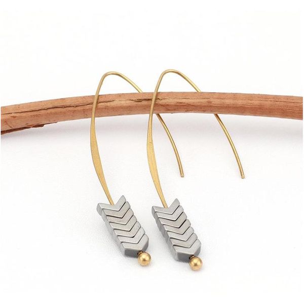 

gold plated arrow design stud earrings natural stone geometry long earrings for women jewelry boho t sqckgt queen66, Silver