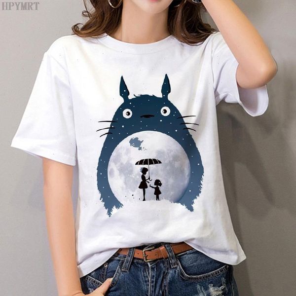 Плюс Размер Топы Женская Футболка Мода Смешные Totoro Print Футболка Летние Harajuku Streetwear O-Hee Crown Рукав Одежда